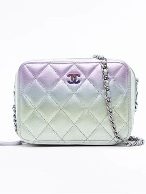 CHANEL Iridescent Quilted Calfskin Gradient Metallic Leather Camera Bag